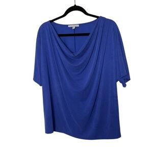 Green Envelope Royal Blue Draped Knit Blouse Size XL